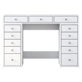 Toeletta Bianco Trasparente Specchio Incluso 13 Cassetti 120x45x82h cm, Colore Struttura Trasparente - Tirolo
