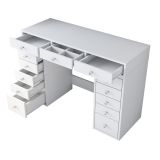 Toeletta Bianco Trasparente Specchio Incluso 13 Cassetti 120x45x82h cm, Colore Struttura Trasparente - Tirolo
