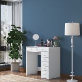 Toeletta Bianco Trasparente Specchio Incluso 7 Cassetti 90x45x82h cm, Colore Struttura Trasparente - Rivello