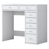 Toeletta Bianco Trasparente Specchio Incluso 7 Cassetti 90x45x82h cm, Colore Struttura Trasparente - Rivello