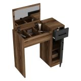 Toeletta Marrone Noce Nero Antracite Specchio Incluso un Cassetto 77x37x109h cm, 2 Ante - Rodano