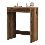 Toeletta Marrone Noce Specchio Incluso un Cassetto 70x85x40h cm, Materiale Piano in Legno Nobilitato - Carde