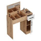Toeletta Marrone Rovere Bianco Specchio Incluso un Cassetto 77x37x109h cm, 2 Ante - Rodano