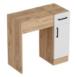 Toeletta Marrone Rovere Bianco Specchio Incluso un Cassetto 77x37x109h cm, 2 Ante - Rodano