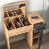 Toeletta Marrone Rovere Nero Antracite Specchio Incluso un Cassetto 77x37x109h cm, 2 Ante - Rodano