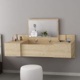 Toeletta Marrone Specchio Incluso 3 Ante 100x39x33h cm, Materiale Piano in Legno Nobilitato - Selci