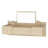 Toeletta Marrone Specchio Incluso 3 Ante 100x39x33h cm, Materiale Piano in Legno Nobilitato - Selci