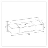 Toeletta Marrone Specchio Incluso 3 Ante 100x39x33h cm, Materiale Piano in Legno Nobilitato - Selci