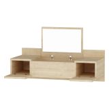Toeletta Marrone Specchio Incluso 3 Ante 100x39x33h cm, Materiale Piano in Legno Nobilitato - Selci