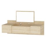 Toeletta Marrone Specchio Incluso 3 Ante 100x39x33h cm, Materiale Piano in Legno Nobilitato - Selci