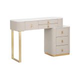 Toeletta moderna porta trucchi 120x40x75h cm crema e oro - Apoteosi