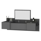 Toeletta Nero Specchio Incluso 3 Ante 100x39x33h cm, Materiale Piano in Legno Nobilitato - Selci