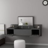 Toeletta Nero Specchio Incluso 3 Ante 100x39x33h cm, Materiale Piano in Legno Nobilitato - Selci