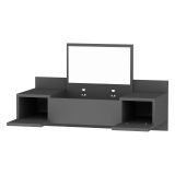 Toeletta Nero Specchio Incluso 3 Ante 100x39x33h cm, Materiale Piano in Legno Nobilitato - Selci