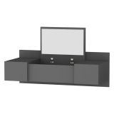 Toeletta Nero Specchio Incluso 3 Ante 100x39x33h cm, Materiale Piano in Legno Nobilitato - Selci