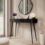 Toeletta Nero un Cassetto Materiale Struttura in Metallo 100x38x78h cm, Materiale Piano in Legno Nobilitato - Katerara