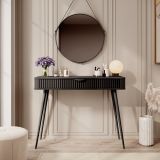 Toeletta Nero un Cassetto Materiale Struttura in Metallo 100x38x78h cm, Materiale Piano in Legno Nobilitato - Katerara