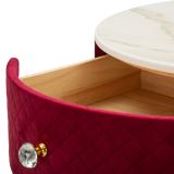 Toeletta Rosso oro un Cassetto Rivestimento in Velluto Trapuntato 52x52x70h cm, Materiale Struttura in Metallo - Mbale