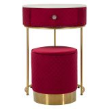 Toeletta Rosso oro un Cassetto Rivestimento in Velluto Trapuntato 52x52x70h cm, Materiale Struttura in Metallo - Mbale