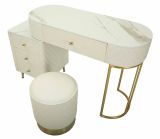 Toeletta shabby elegante 120x40x75h cm bianco e oro - Guidobono