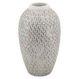 Vaso Argento Bianco Disegni con Linee Geometriche Colore Struttura Bianco, - Banatano