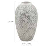 Vaso Argento Bianco Disegni con Linee Geometriche Colore Struttura Bianco, - Banatano