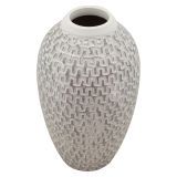 Vaso Argento Bianco Disegni con Linee Geometriche Colore Struttura Bianco, - Banatano
