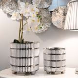 Vaso Argento Bianco set 2 Vasi Colore Struttura Bianco, Diametro Vaso Grande: 20, Vaso Piccolo: 16 cm - Banofa