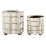 Vaso Argento Bianco set 2 Vasi Colore Struttura Bianco, Diametro Vaso Grande: 20, Vaso Piccolo: 16 cm - Banofa