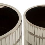 Vaso Argento Bianco set 2 Vasi Colore Struttura Bianco, Diametro Vaso Grande: 20, Vaso Piccolo: 16 cm - Banofa