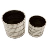 Vaso Argento Bianco set 2 Vasi Colore Struttura Bianco, Diametro Vaso Grande: 20, Vaso Piccolo: 16 cm - Banofa