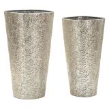 Vaso Argento set 2 Vasi, Finitura Effetto Materico, - Barale