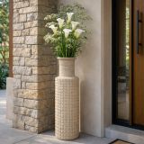 Vaso Beige Finitura Effetto Sabbia Diametro 14 cm, - Fati