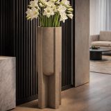 Vaso Beige Finitura Geometrica, - Fatigava