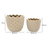 Vaso Beige oro set 2 Vasi, Finitura Geometrica a Rilievo Colore Struttura oro, Diametro Vaso Grande: 14, Vaso Piccolo: 9 cm - Taiping