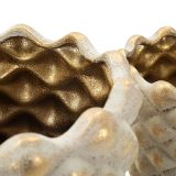 Vaso Beige oro set 2 Vasi, Finitura Geometrica a Rilievo Colore Struttura oro, Diametro Vaso Grande: 14, Vaso Piccolo: 9 cm - Taiping