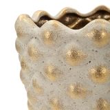 Vaso Beige oro set 2 Vasi, Finitura Geometrica a Rilievo Colore Struttura oro, Diametro Vaso Grande: 14, Vaso Piccolo: 9 cm - Taiping