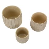Vaso Beige Texture Verticale Effetto Legno Diametro Vaso Grande: 26.5, Vaso Medio: 20.5, Vaso Piccolo: 16.5 cm, - Bava