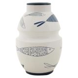 Vaso Bianco blu Disegni con Pesci Colore Struttura blu, Diametro 6 cm - Aurel