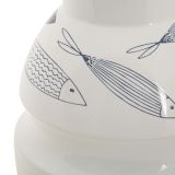 Vaso Bianco blu Disegni con Pesci Colore Struttura blu, Diametro 6 cm - Aurel