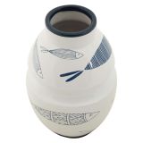 Vaso Bianco blu Disegni con Pesci Colore Struttura blu, Diametro 6 cm - Aurel