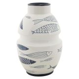 Vaso Bianco blu Disegni con Pesci Colore Struttura blu, Diametro 7.5 cm - Cosmo