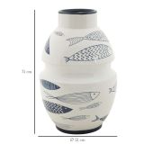 Vaso Bianco blu Disegni con Pesci Colore Struttura blu, Diametro 7.5 cm - Cosmo