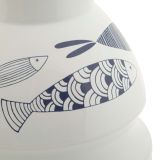 Vaso Bianco blu Disegni con Pesci Colore Struttura blu, Diametro 7.5 cm - Cosmo