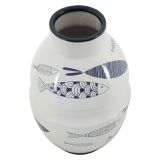 Vaso Bianco blu Disegni con Pesci Colore Struttura blu, Diametro 7.5 cm - Cosmo