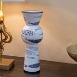 Vaso Bianco blu Disegni con Pesci Colore Struttura blu, - Silva