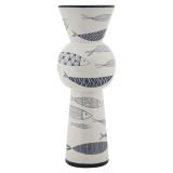 Vaso Bianco blu Disegni con Pesci Colore Struttura blu, - Silva