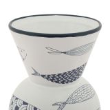 Vaso Bianco blu Disegni con Pesci Colore Struttura blu, - Silva
