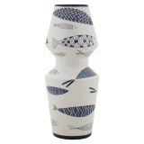 Vaso Bianco blu Disegni con Pesci Colore Struttura blu, - Verra