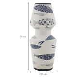 Vaso Bianco blu Disegni con Pesci Colore Struttura blu, - Verra